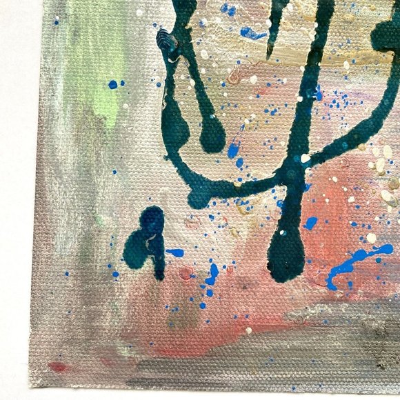 Scripting 4 - Original Wall Art Liquid Oil Paint & Marker Signed Painting 6”x8” - Picture 6 of 10